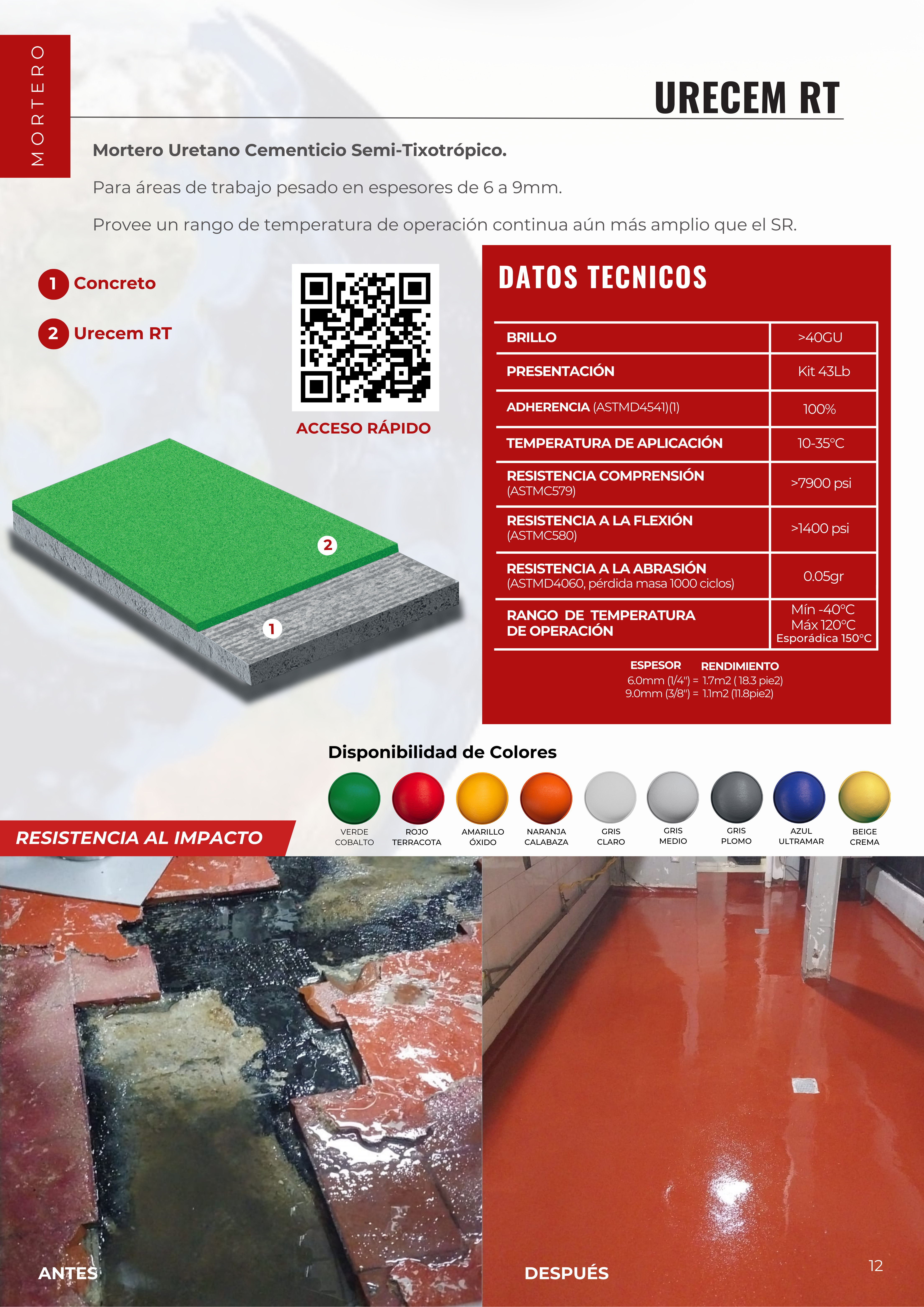 Urecem RT - Semi-tixotropico, para cargas pesadas, espesor 6 a 9mm (1/4"-3/8") - Imagen 2
